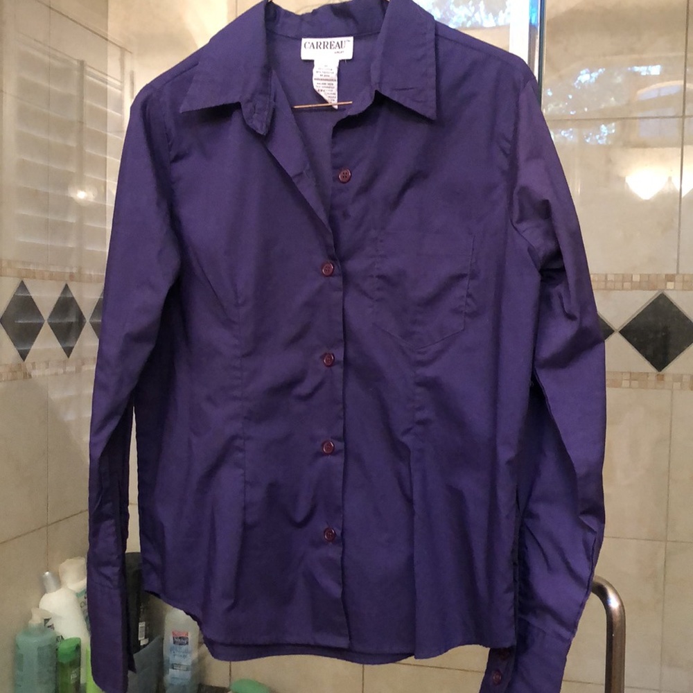CARREAU Sport Long Sleeved  Tailored  Dark Purple Shirt Size Small